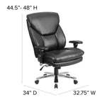 Chaise de bureau ergonomique pivotante pour cadre, grande taille, usage intensif 24/7, série HERCULES, capacité de 180 kg, dossier haut avec bouton lombaire et grand appuie-tête triangulaire