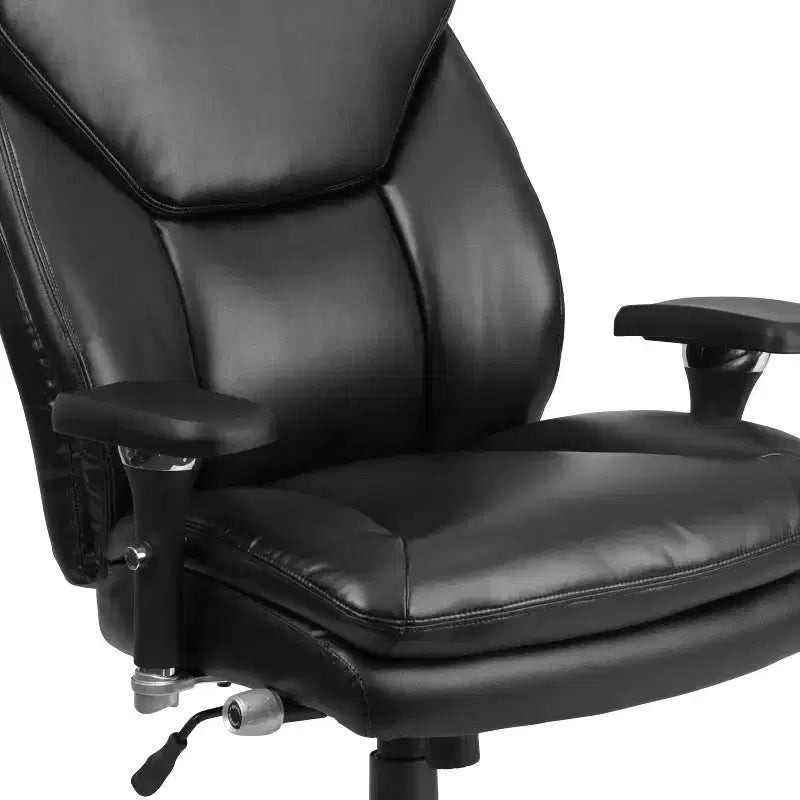Chaise de bureau ergonomique pivotante pour cadre, grande taille, usage intensif 24/7, série HERCULES, capacité de 180 kg, dossier haut avec bouton lombaire et grand appuie-tête triangulaire