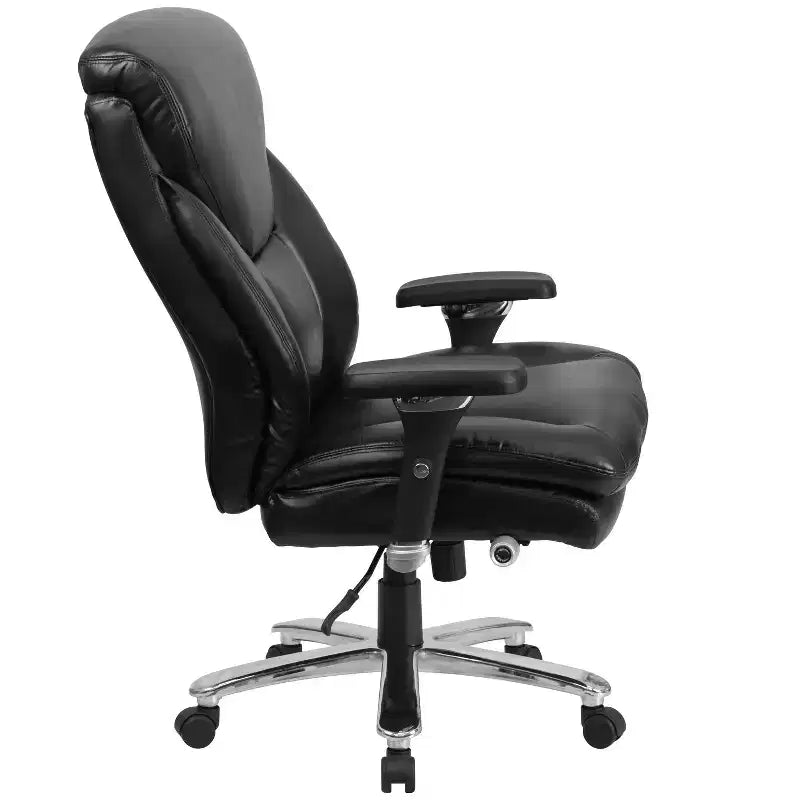 Chaise de bureau ergonomique pivotante pour cadre, grande taille, usage intensif 24/7, série HERCULES, capacité de 180 kg, dossier haut avec bouton lombaire et grand appuie-tête triangulaire