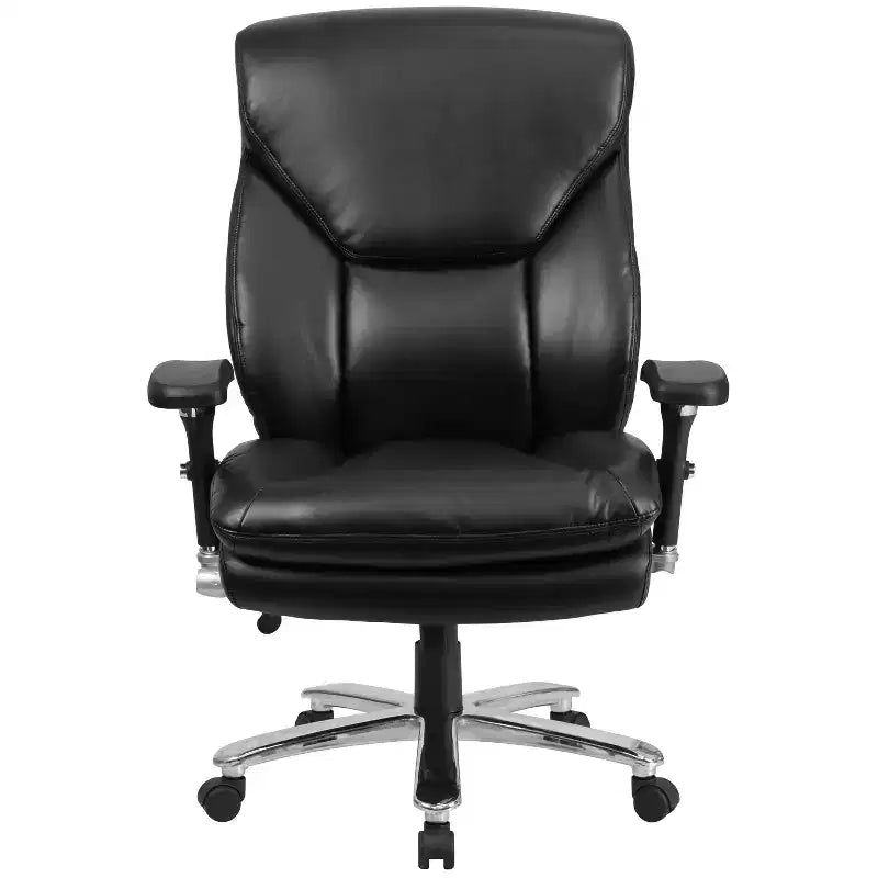 Chaise de bureau ergonomique pivotante pour cadre, grande taille, usage intensif 24/7, série HERCULES, capacité de 180 kg, dossier haut avec bouton lombaire et grand appuie-tête triangulaire