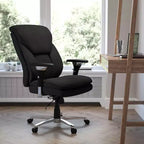 Chaise de bureau ergonomique pivotante pour cadre, grande taille, usage intensif 24/7, série HERCULES, capacité de 180 kg, dossier haut avec bouton lombaire et grand appuie-tête triangulaire