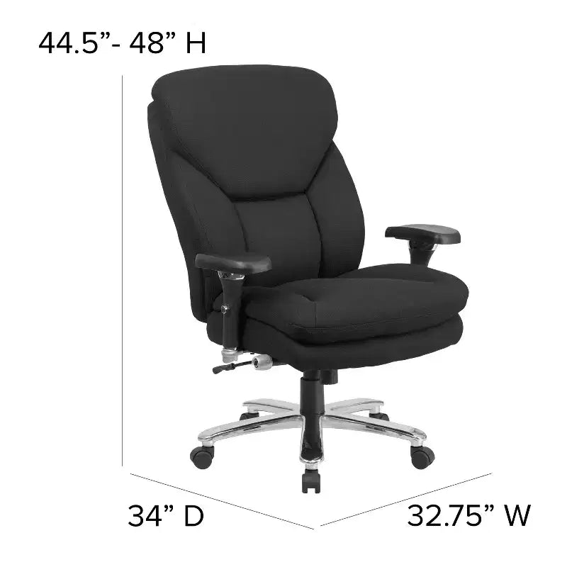 Chaise de bureau ergonomique pivotante pour cadre, grande taille, usage intensif 24/7, série HERCULES, capacité de 180 kg, dossier haut avec bouton lombaire et grand appuie-tête triangulaire