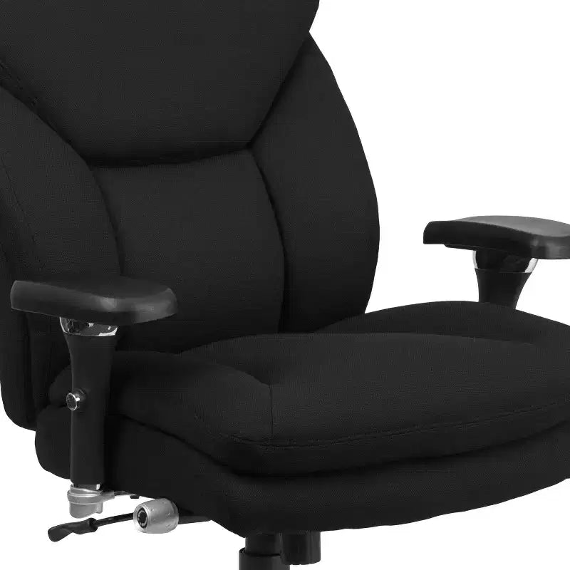 Chaise de bureau ergonomique pivotante pour cadre, grande taille, usage intensif 24/7, série HERCULES, capacité de 180 kg, dossier haut avec bouton lombaire et grand appuie-tête triangulaire
