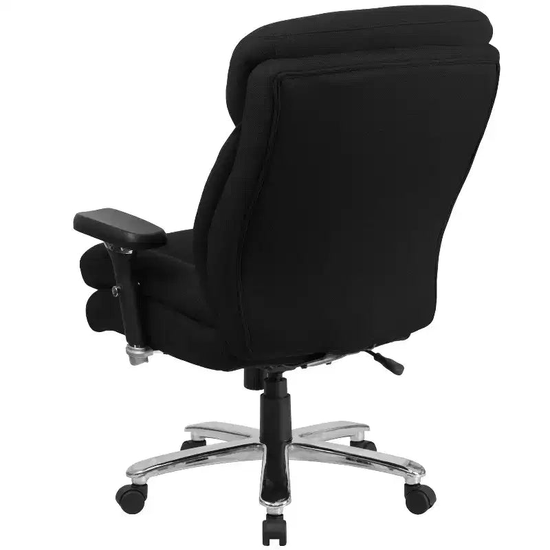 Chaise de bureau ergonomique pivotante pour cadre, grande taille, usage intensif 24/7, série HERCULES, capacité de 180 kg, dossier haut avec bouton lombaire et grand appuie-tête triangulaire