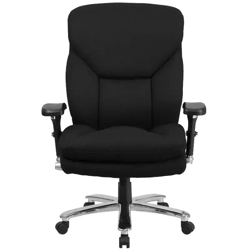 Chaise de bureau ergonomique pivotante pour cadre, grande taille, usage intensif 24/7, série HERCULES, capacité de 180 kg, dossier haut avec bouton lombaire et grand appuie-tête triangulaire