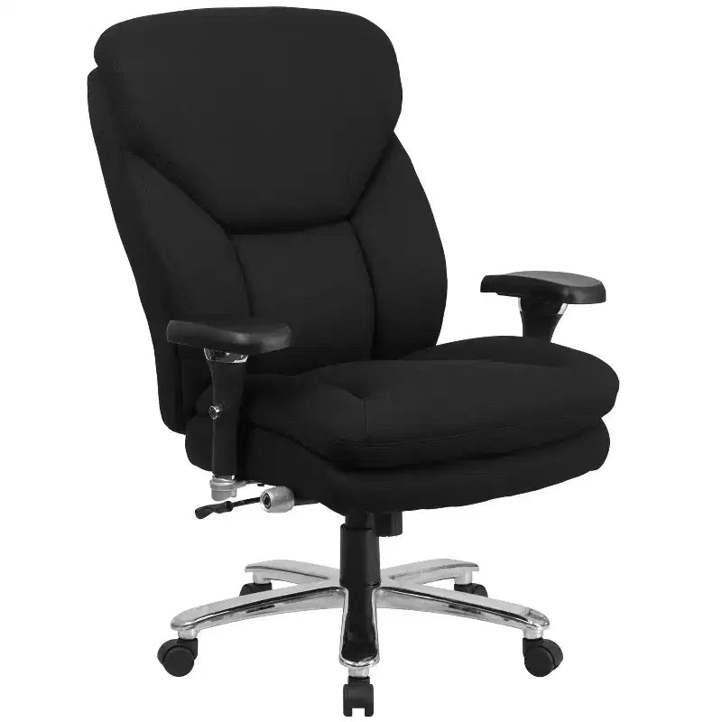 Chaise de bureau ergonomique pivotante pour cadre, grande taille, usage intensif 24/7, série HERCULES, capacité de 180 kg, dossier haut avec bouton lombaire et grand appuie-tête triangulaire