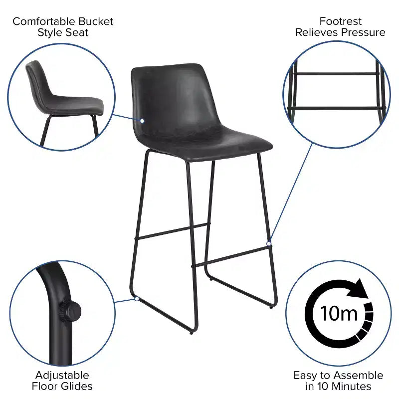 Tabourets de bar de 30 pouces en similicuir de qualité commerciale