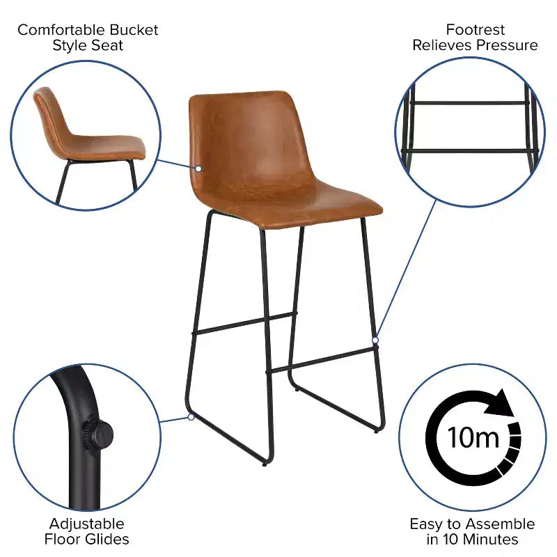 Tabourets de bar de 30 pouces en similicuir de qualité commerciale