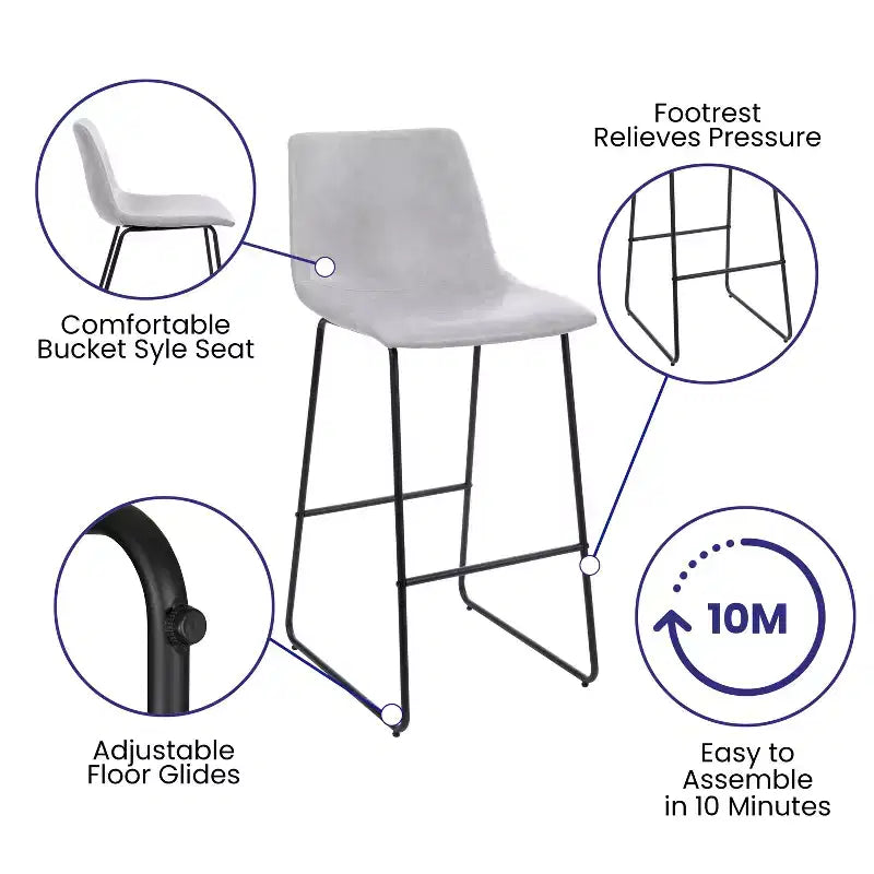 Tabourets de bar de 30 pouces en similicuir de qualité commerciale