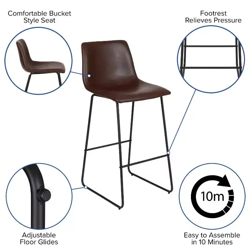 Tabourets de bar de 30 pouces en similicuir de qualité commerciale