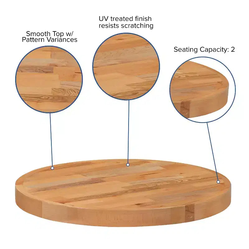 Plateau de table rond style billot de boucher