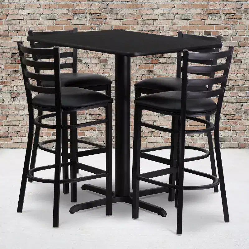 Ensemble table rectangulaire stratifiée 24L x 42P et 4 tabourets à dossier échelle