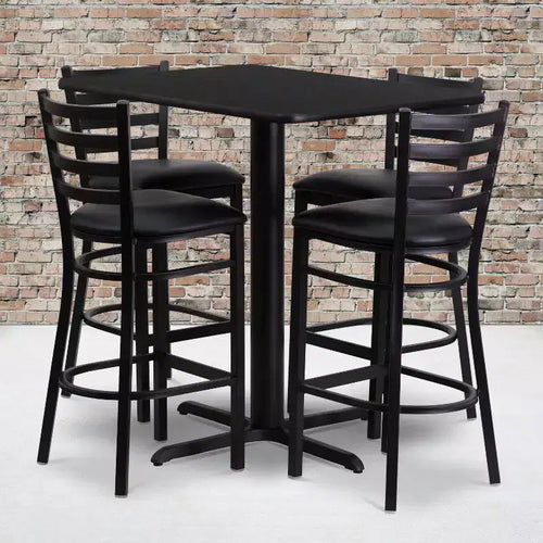 Ensemble table rectangulaire stratifiée 24L x 42P et 4 tabourets à dossier échelle