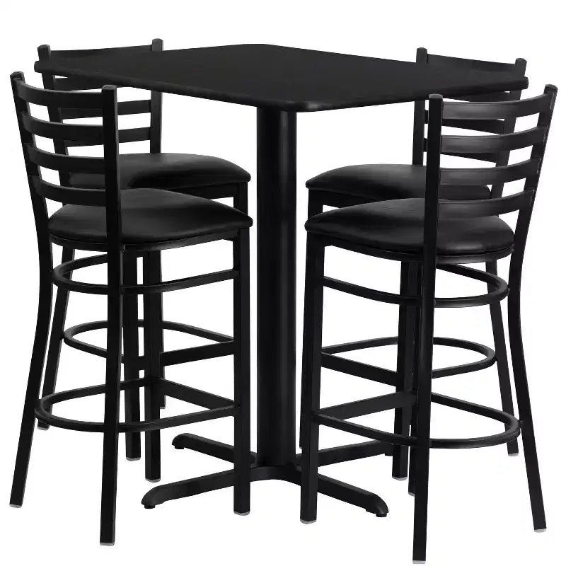 Ensemble table rectangulaire stratifiée 24L x 42P et 4 tabourets à dossier échelle