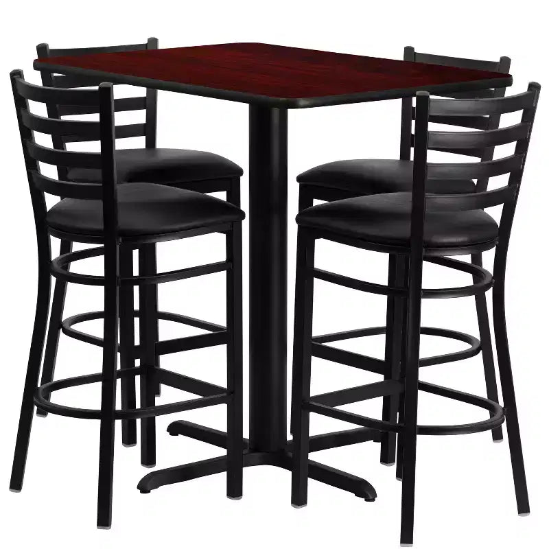 Ensemble table rectangulaire stratifiée 24L x 42P et 4 tabourets à dossier échelle