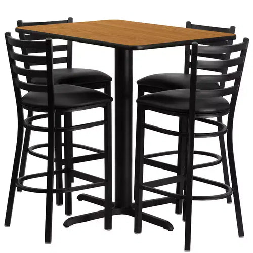 Emma and Oliver 24W x 42L Rectangular Laminate Table Set & 4 Ladder Back Stools