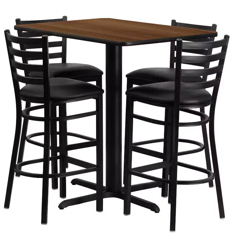 Ensemble table rectangulaire stratifiée 24L x 42P et 4 tabourets à dossier échelle