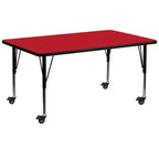 Table d'activités de maternelle rectangulaire mobile 30x72 en stratifié HP