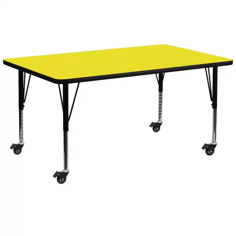 Table d'activités de maternelle rectangulaire mobile 30x72 en stratifié HP