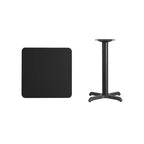 Plateau de table stratifié carré de 24 avec base de table hauteur 22x22