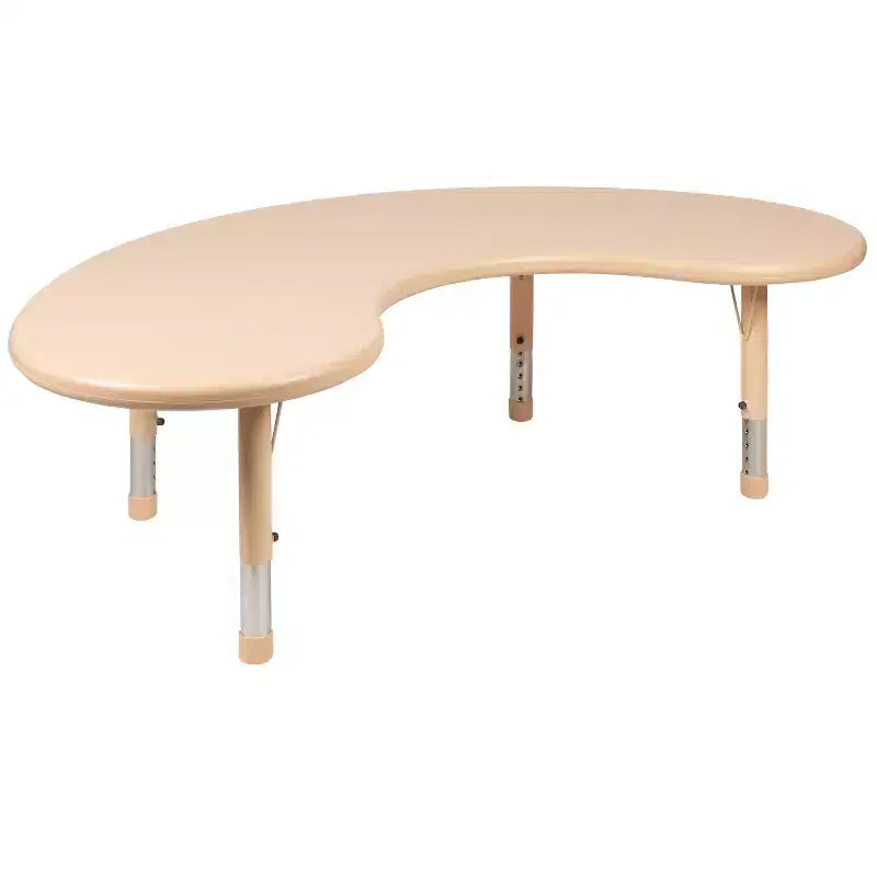 Ensemble table d'activité demi-lune en plastique, 35 po x 65 po, à hauteur réglable avec 4 chaises