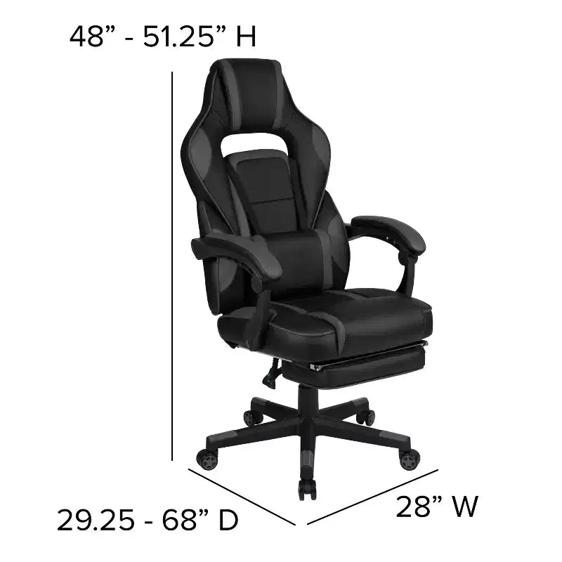 Bureau de jeu avec porte-gobelet/crochet pour casque/tapis de souris amovible et chaise de jeu inclinable avec repose-pieds