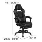 Bureau de jeu avec porte-gobelet/crochet pour casque/tapis de souris amovible et chaise de jeu inclinable avec repose-pieds