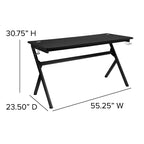 Bureau de jeu avec porte-gobelet/crochet pour casque/tapis de souris amovible et chaise de jeu inclinable avec repose-pieds