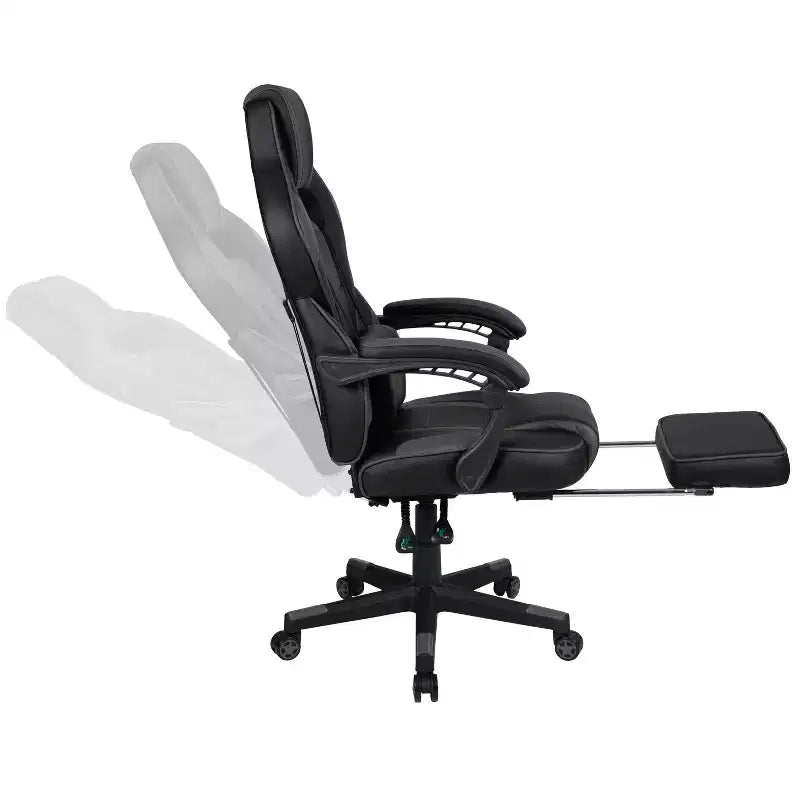 Bureau de jeu avec porte-gobelet/crochet pour casque/tapis de souris amovible et chaise de jeu inclinable avec repose-pieds
