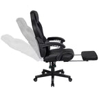 Bureau de jeu avec porte-gobelet/crochet pour casque/tapis de souris amovible et chaise de jeu inclinable avec repose-pieds