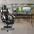 Bureau de jeu avec porte-gobelet/crochet pour casque/tapis de souris amovible et chaise de jeu inclinable avec repose-pieds