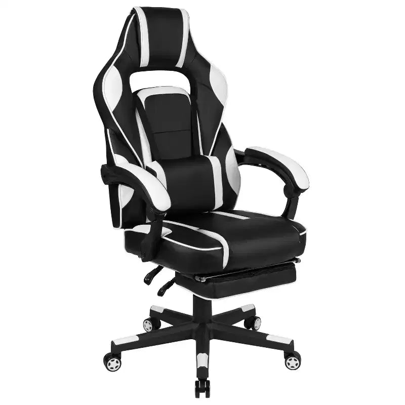 Bureau de jeu avec porte-gobelet/crochet pour casque/tapis de souris amovible et chaise de jeu inclinable avec repose-pieds