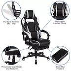 Bureau de jeu avec porte-gobelet/crochet pour casque/tapis de souris amovible et chaise de jeu inclinable avec repose-pieds