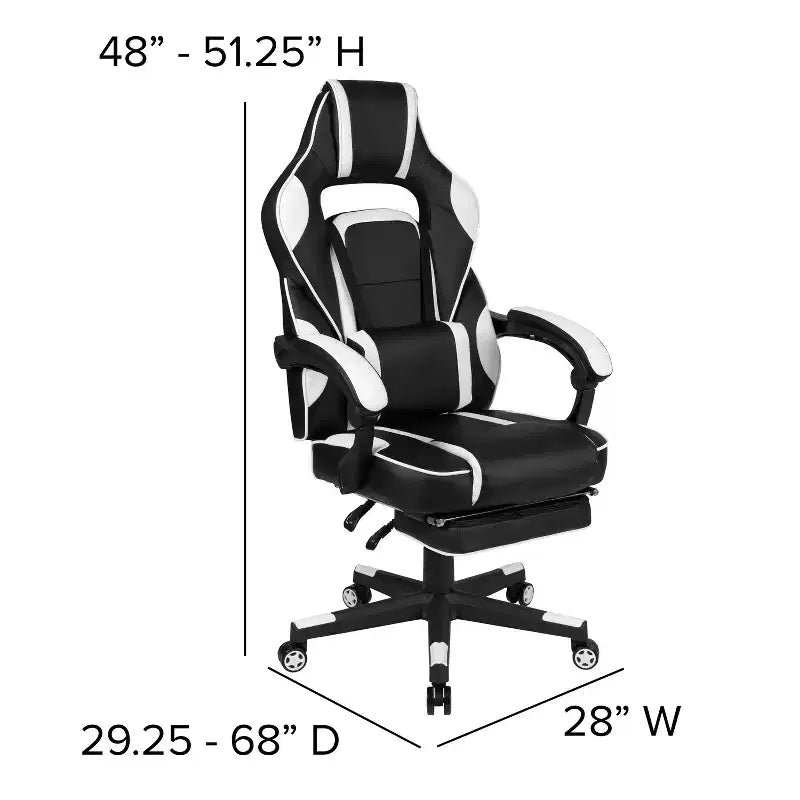 Bureau de jeu avec porte-gobelet/crochet pour casque/tapis de souris amovible et chaise de jeu inclinable avec repose-pieds