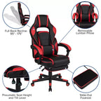 Bureau de jeu avec porte-gobelet/crochet pour casque/tapis de souris amovible et chaise de jeu inclinable avec repose-pieds