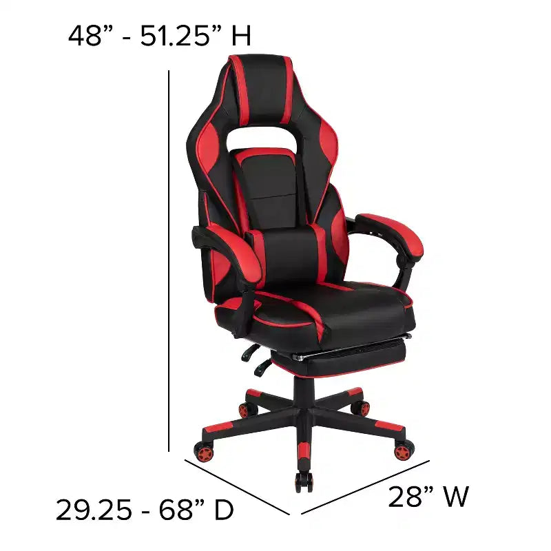 Bureau de jeu avec porte-gobelet/crochet pour casque/tapis de souris amovible et chaise de jeu inclinable avec repose-pieds