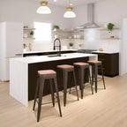 Tabouret de bar d'intérieur 30 po en métal avec assise en bois - Empilable