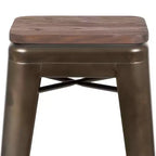 Tabouret de bar d'intérieur 30 po en métal avec assise en bois - Empilable