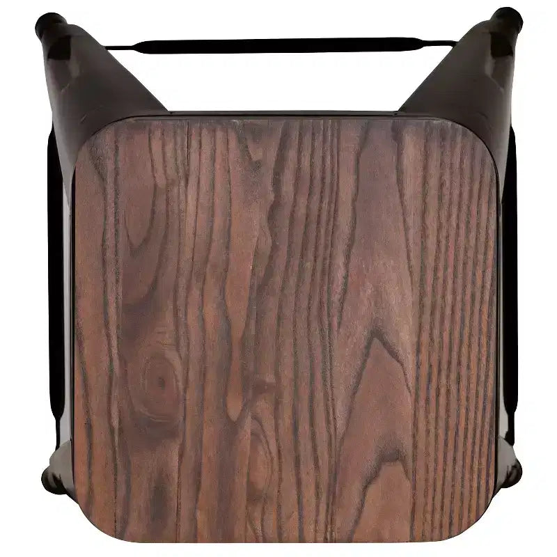 Tabouret de bar d'intérieur 30 po en métal avec assise en bois - Empilable
