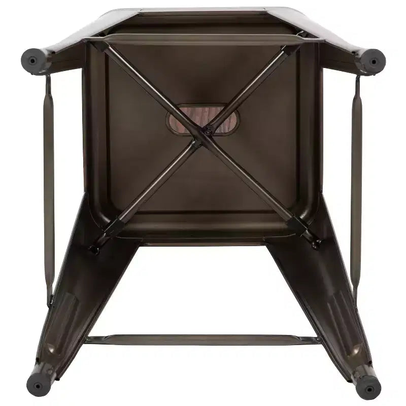 Tabouret de bar d'intérieur 30 po en métal avec assise en bois - Empilable