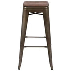 Tabouret de bar d'intérieur 30 po en métal avec assise en bois - Empilable