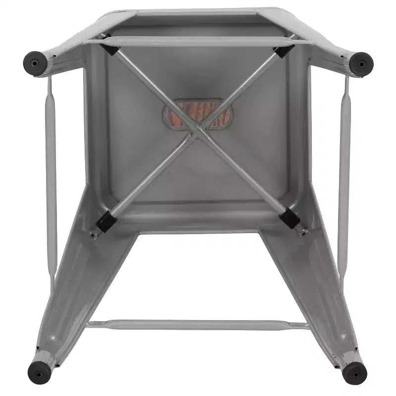 Tabouret de bar d'intérieur 30 po en métal avec assise en bois - Empilable