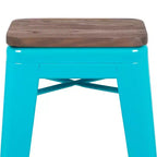 Tabouret de bar d'intérieur 30 po en métal avec assise en bois - Empilable