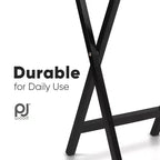 Plateau de service pliable et portable pour télévision, construction en bois massif et robuste, couleur noire (lot de 4)
