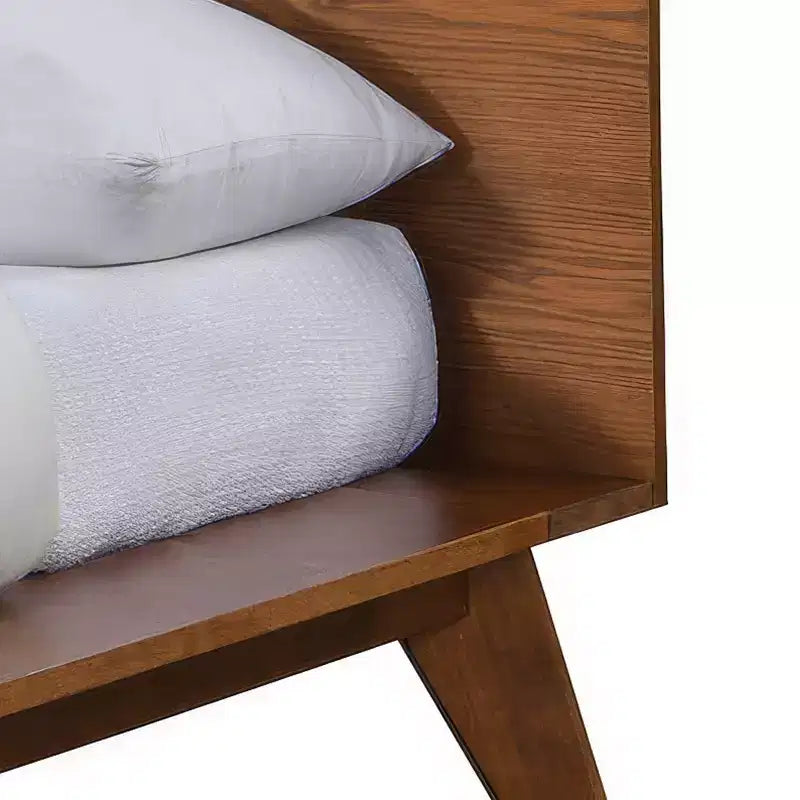 Ensemble de chambre à coucher 3 pièces Riverstone de style moderne du milieu du siècle en bois avec 2 tables de chevet - Noyer