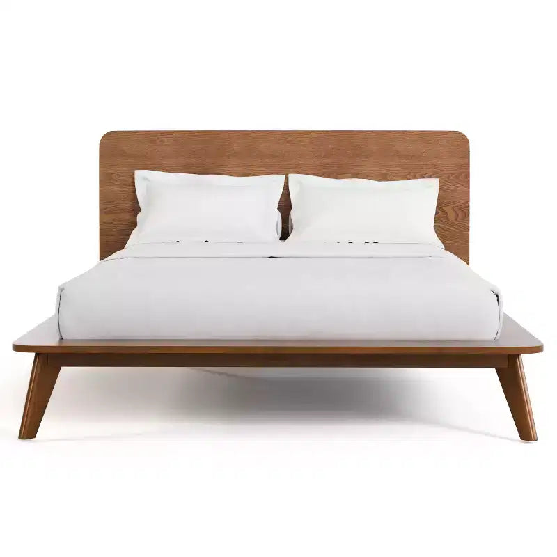 Ensemble de chambre à coucher 3 pièces Riverstone de style moderne du milieu du siècle en bois avec 2 tables de chevet - Noyer
