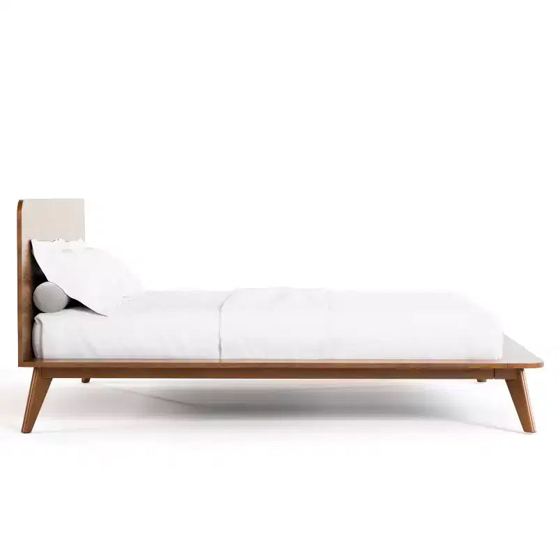 Ensemble de chambre à coucher 3 pièces Riverstone de style moderne du milieu du siècle en bois avec 2 tables de chevet - Noyer