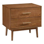 Ensemble de chambre à coucher 3 pièces Riverstone de style moderne du milieu du siècle en bois avec 2 tables de chevet - Noyer