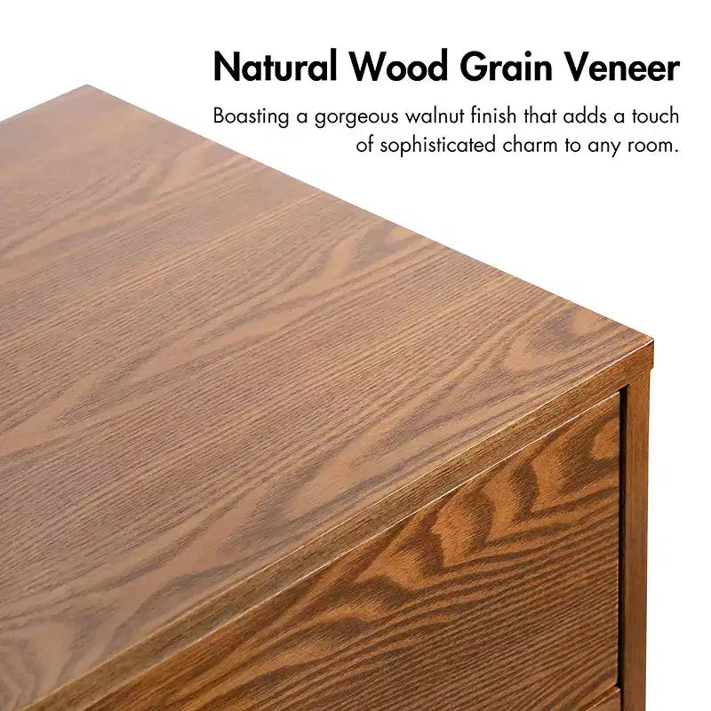 Ensemble de chambre à coucher 3 pièces Riverstone de style moderne du milieu du siècle en bois avec 2 tables de chevet - Noyer